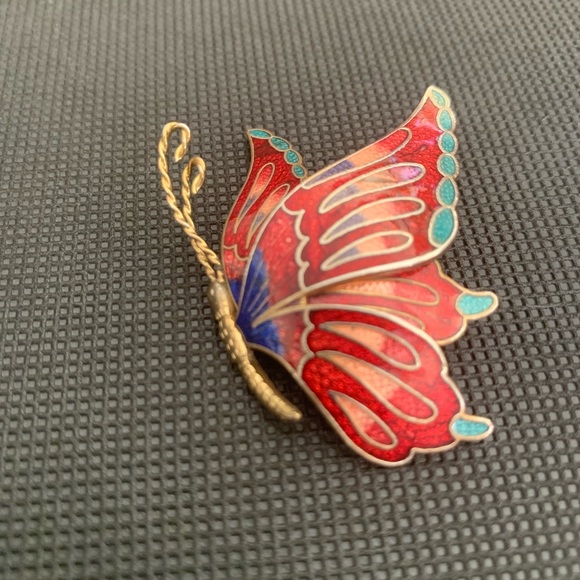 Cloisonné Enamel Butterfly Brooch - Picture 3 of 14